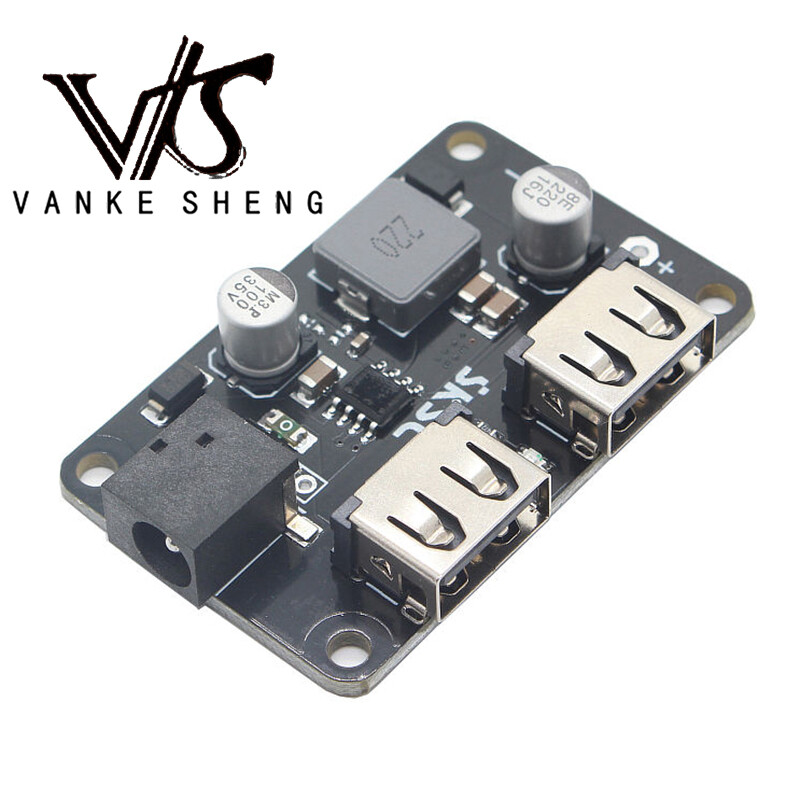 Step-down mobile phone charging board DC 24V 19V 12V to 5V 3A 2 USB support 2.4A fast charge short circuit protection