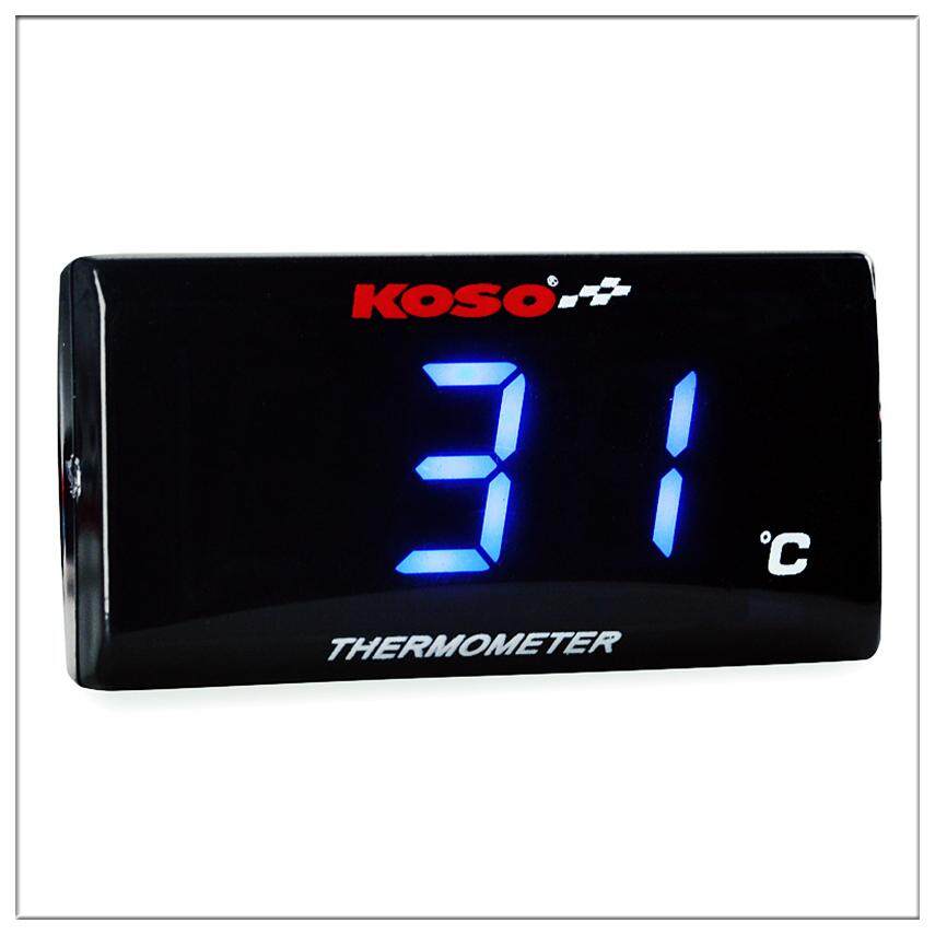 Sepeda Motor Koso Meter Sensor Suhu Air Tahan Air Square LCD Digital Displayer Termometer untuk Yamaha Y15 ZR XMAX250 300 Nmax CB 400 CB500X (Biru)