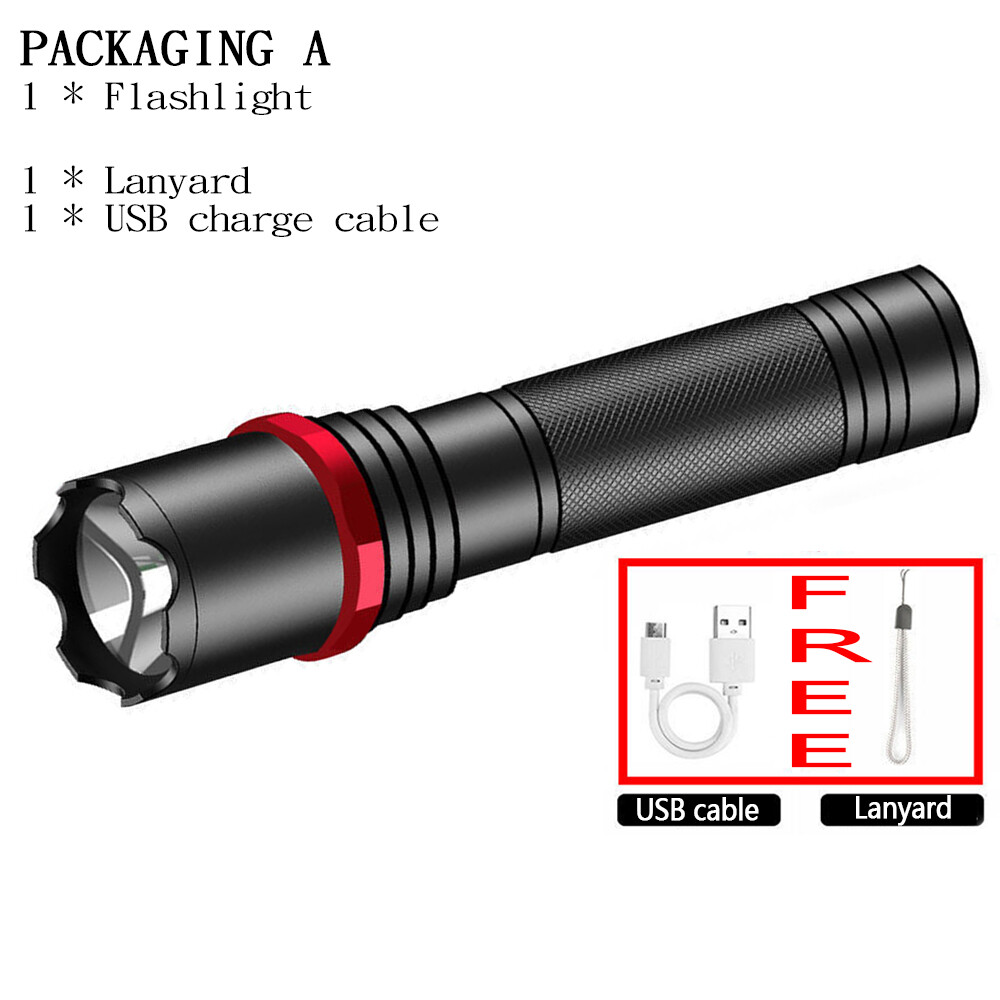 [In stock] Virwir Portable LED Flashlight T6 Light Beads 3 Lighting Modes Flashlight Bicycle Light Camp Torch Use Built-in Battery Be Power Bank