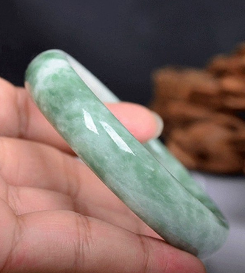 DQ Jewelry 1 Pc Amazing Good Luck Green A Goods Natural Jade Stone Bracelet Bangle
