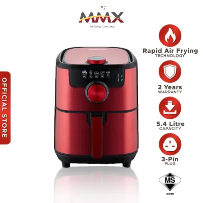 MMX Kelen Munoz 5.4L Usage Capacity XL-Plus Stainless Steel Surface Air Fryer Flat Basket KMAF4SSTMR (Red)