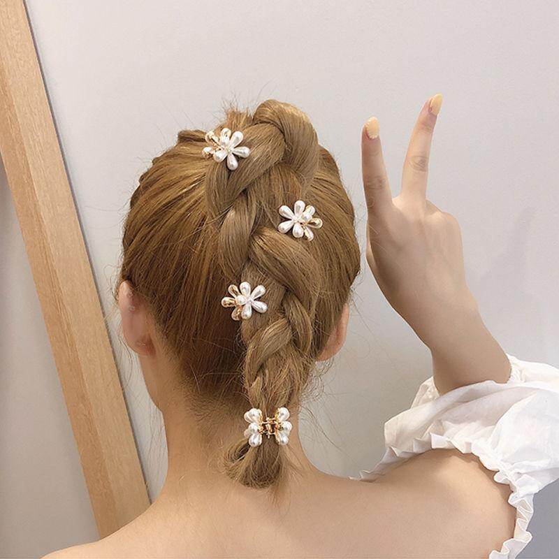 4Pcs/set Pearls Camellia Flower Hair Grips Cute Women Bangs Small Clips Summer Korean Fashion Hair Accessories