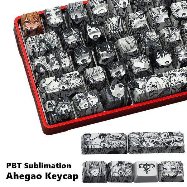 123 Style Key Ahegao Keycap PBT Sublimation Japanese Anime Keycap for Cherry Gateron Filco Kailh Mechanical Keyboard
