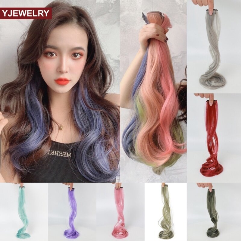 sanhe 1 đồ nối tóc nhuộm ngang tai phong cách Hàn Quốc tóc giả nhuộm gợn sóng lớn nhiều màu sắc phụ kiện tóc xoăn 55 cm