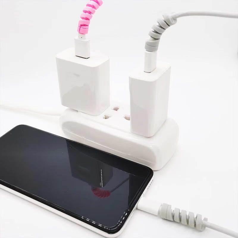 Spiral Cable protector Data Line Silicone Bobbin winder Protective For iphone Android USB Charging earphone Case Cover