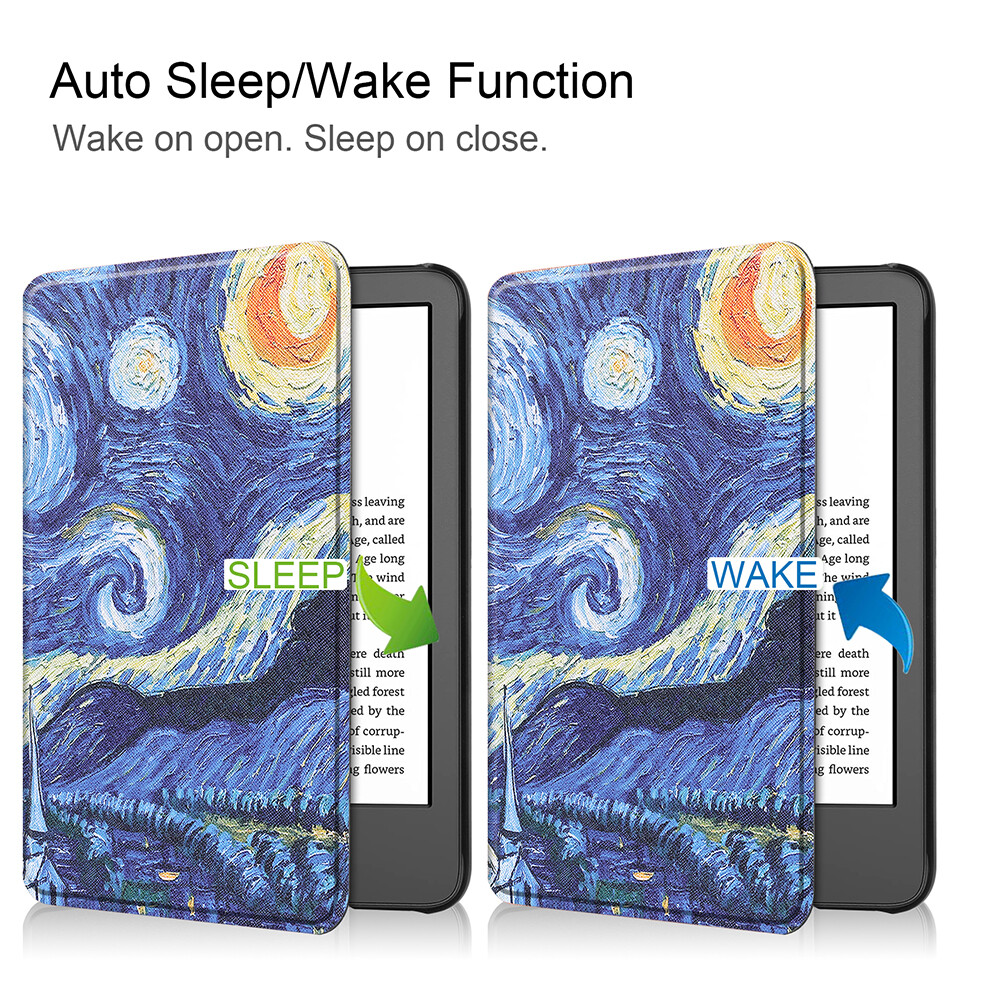 Waterproof E-book Reader Shell PU Leather Hard PC Painted E-book Reader Cover Shell Auto Sleep Replacement for Amazon All-new Kindle 2022