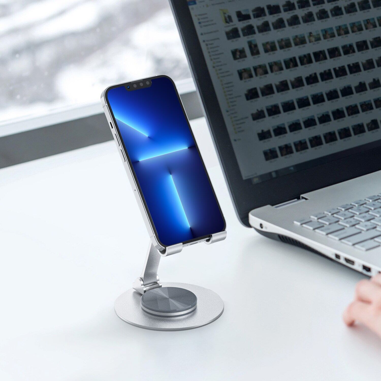 [gobuy999] Rotating Metal Adjustable Desk Stand Holder Foldable Desktop Mobile Cell Phone Stand Smartphone Bracket