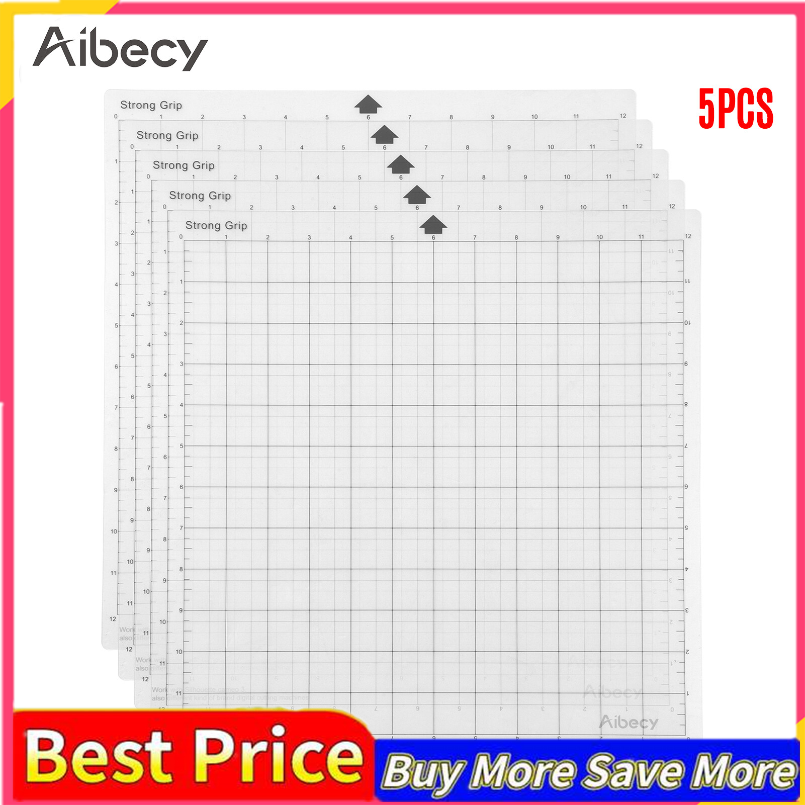 Replacement Cutting Mat Transparent Adhesive Cricut Mat with Measuring Grid 12 by 12-In-ch for Silhouette Cameo Cricut Explore Plotter Machine 10PCS