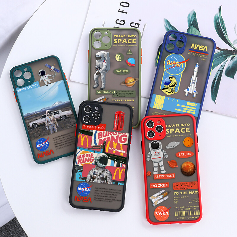 AKABEILA Matte Phone Case for IPhone 11 Pro XS Max Xr X 6 6s 8 7 Plus SE 2020 Hard PC + Soft TPU Silicone Shockproof Cover Cartoon Casing Mint Hybrid Simple