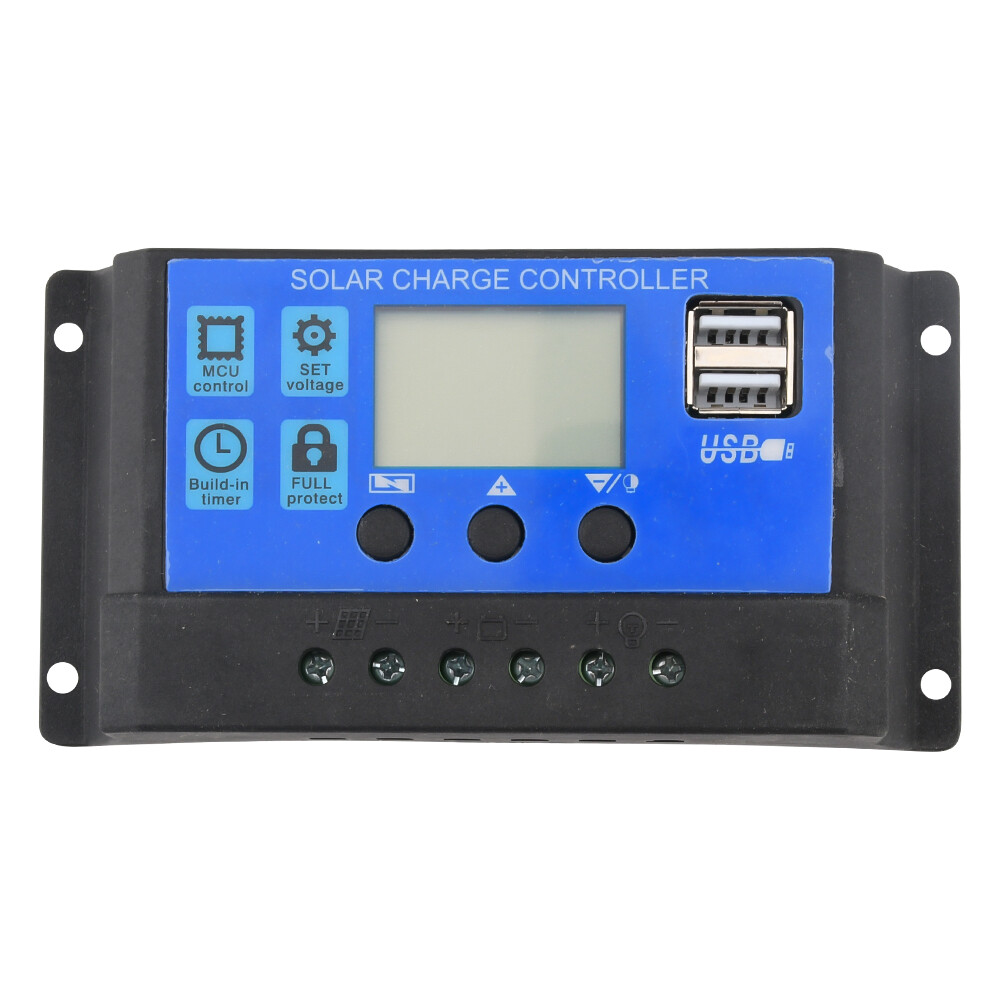 【READY】Aideepen Bộ Điều Chỉnh Sạc Pin Năng Lượng Mặt Trời 12V/24V 30A/20A/10A Bộ Điều Khiển Bảng Điều Khiển Năng Lượng Mặt Trời Màn Hình LCD Với Đầu Ra USB Kép Quản Lý Sạc PWM 3 Pha Hoàn Chỉnh