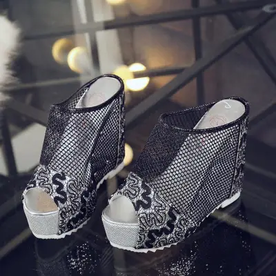 Wedges sandal shoes for women Ready Stock Clearance Sale Women Flip Flops Hollow Wedge High Heel Shoes Ladies Summer Sandals Free Shipping