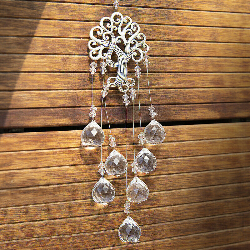 BOKALI 1PCS New Crystal Suncatcher Life Tree Balls Prism Pendant Home Window Hanging Decor
