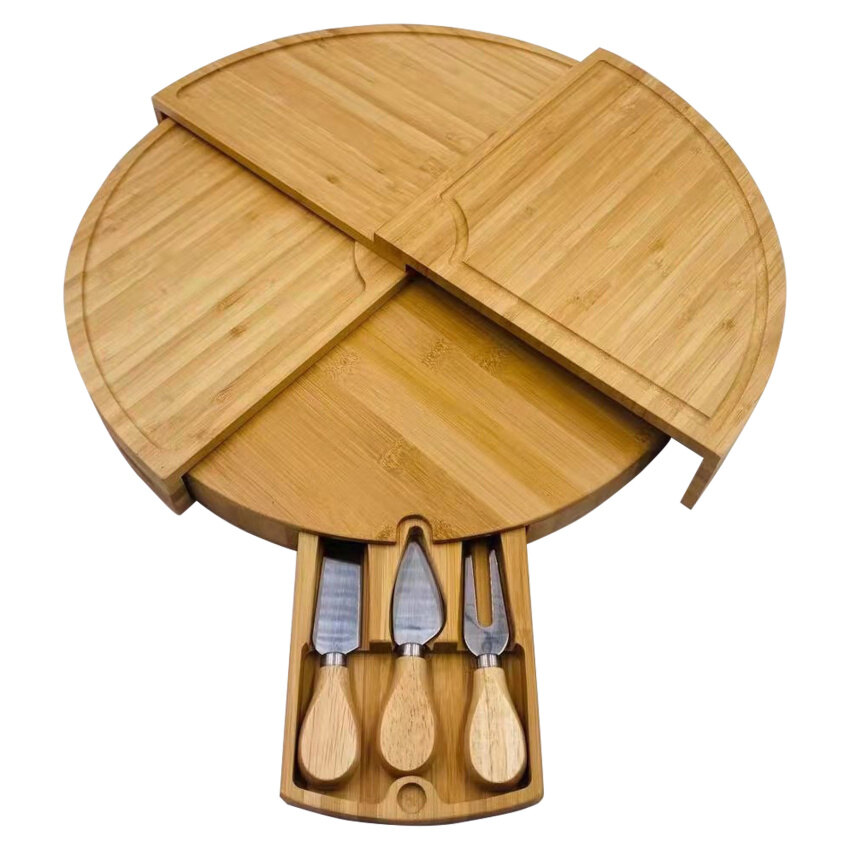 Bamboo Cheese Board , Cheese Board Gift Set，High-Quality Bamboo Wood Serving Board