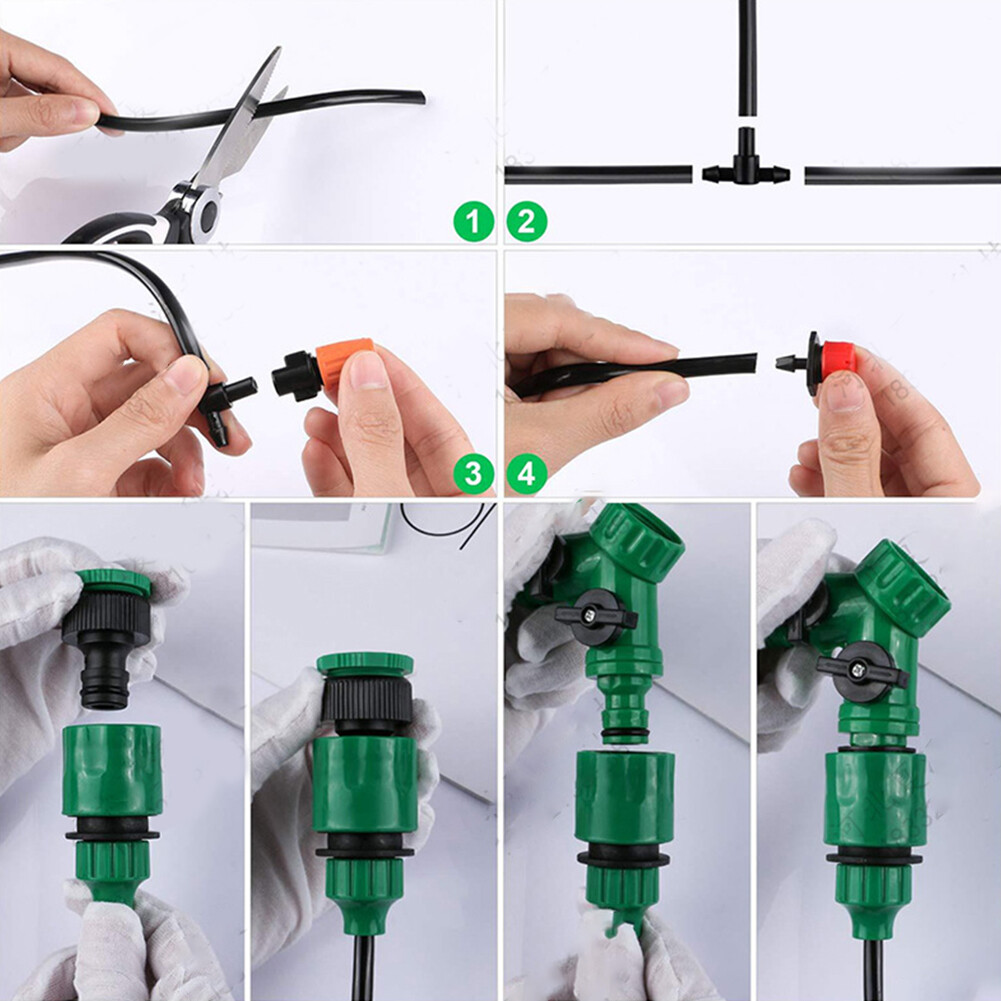 30m DIY Automatic Micro Drip Garden Irrigation Spray System Self-Watering Kit
