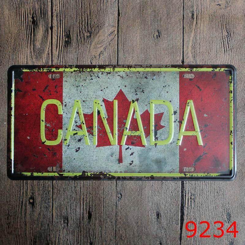 AUSTRALIAN AMERICAN FLAG METAL CAR LICENSE PLATE