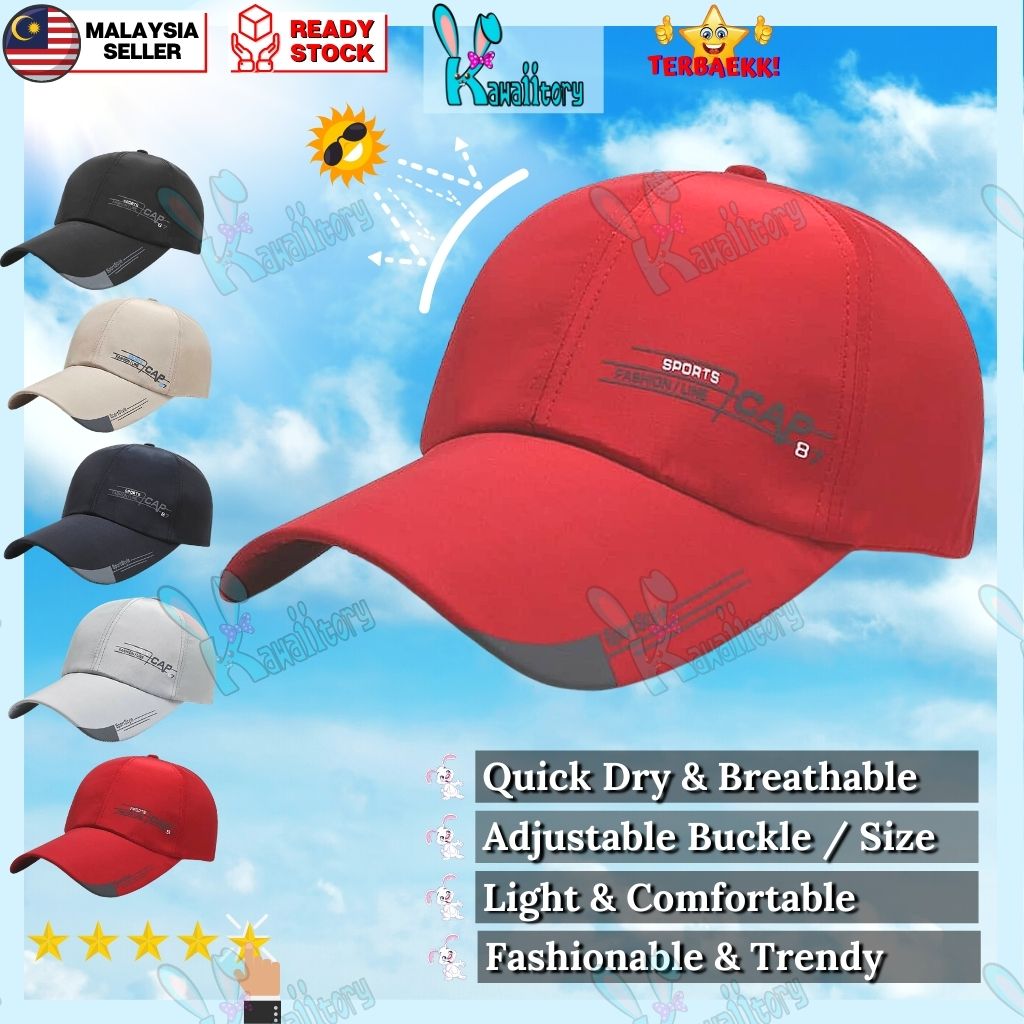 Ready Stock] Quick Dry Caps Sports 