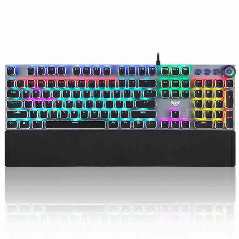 Newzone AULA F2088 punk keycap blue/brown switch mechanical gaming keyboard with backlight/volume knob - blue/brown switch Singapore