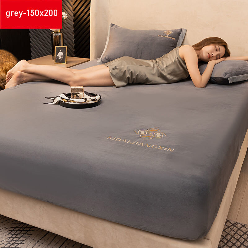 Slippery Bedding Solid color bedsheets, one-piece bedding, velvet bedspreads Coral Velvet Bedspread anti-slip bedding colorful cartoon pattern bedding