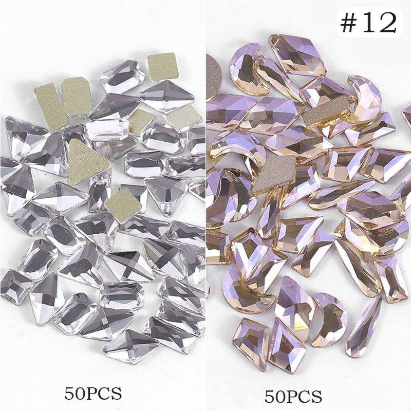 Mixed 100pcs Crystal AB Nail Art Rhinestones Strass Shiny Glass Nail Stones Gems For 3D Nails DIY Manicure Deco