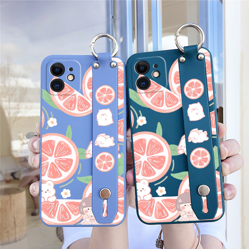 Mobile Phone Case Casing Tecno Camon 17/Spark 7 Pro/KF8/Tecno Spark 7/Spark 7T/KF6P(With WristStrap)Rabbit Case Square Edge Liquid Silicone Casing Full Cover Camera Shockproof Protection Cases