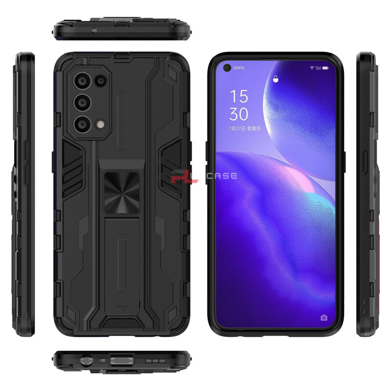 PlusCase cho OPPO Reno5 5G 4G Ốp lưng chống sốc Kickstand Armor Bảo vệ ống kính máy ảnh Nắp lưng cứng