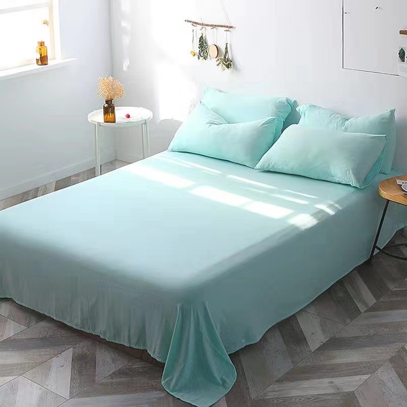 Bộ Ga Trải Giường Bằng Vải Bông Màu Trơn, Với 2 Chiếc Vỏ Gối Ga Trải Giường Cỡ Queen King