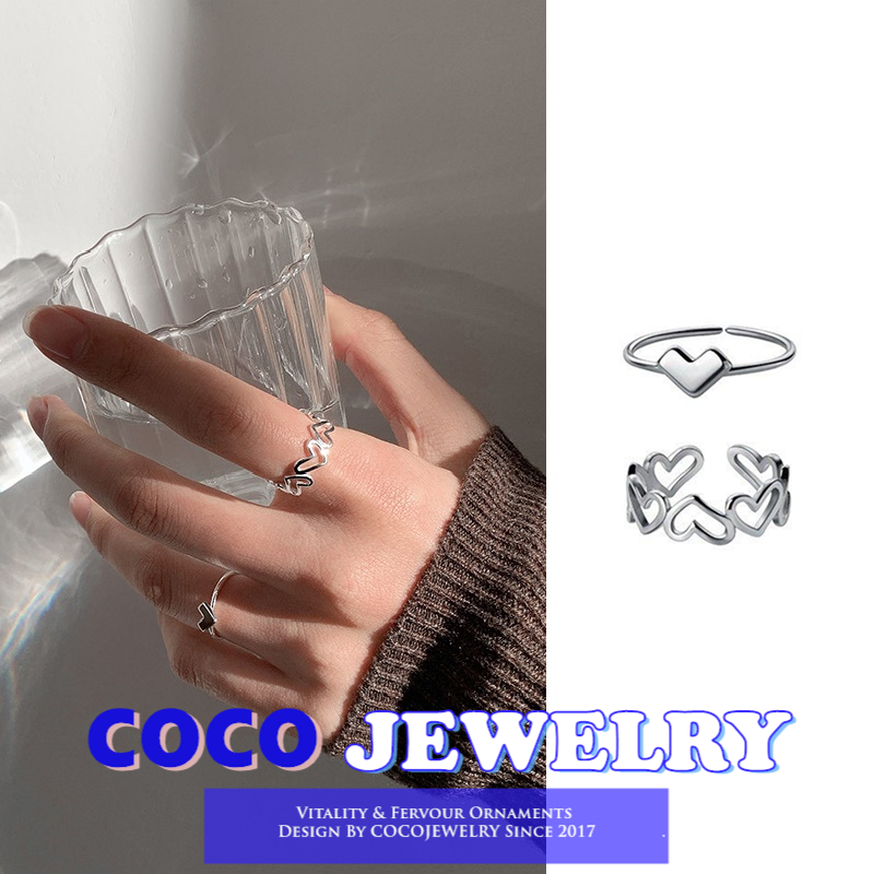 2 Pcs/set Korea Love Ring Female Fashion Personality Ins Trend Open Finger Loop Accessories Jewelry