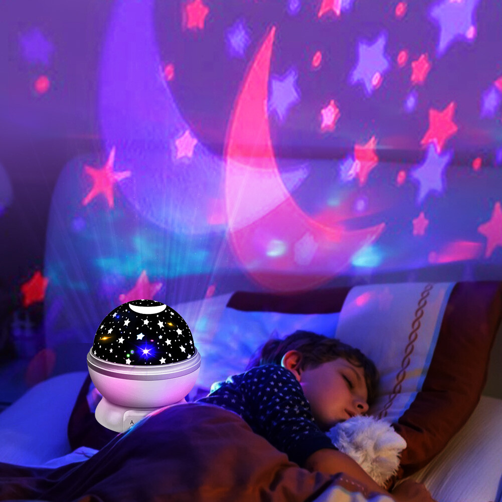 LED Galaxy Starry Sky Night Light Rotating Projector Star Moon Table Lamp