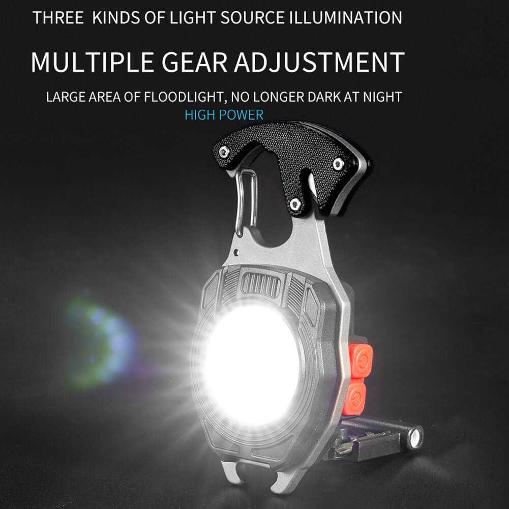 【The New Keychain Móc Khóa Mini Siêu Sáng Đèn Pin Led Đèn Led COB Mini 7 Chế Độ Chiếu Sáng Đa Năng Có Thể Sạc Lại Đèn Flash Móc Chìa Khóa Bỏ Túi USB Cho Cắm Trại Ngoài Trời Đèn Nhỏ Móc Khóa Nút Chai 10000LM