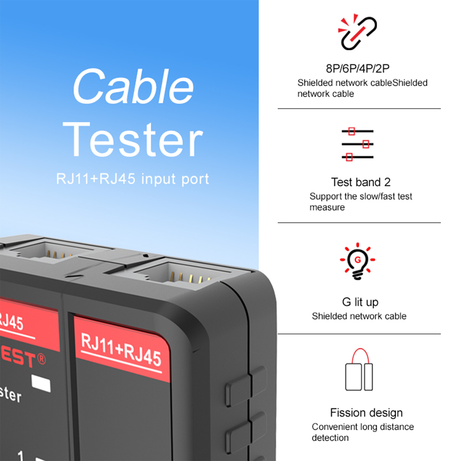 Meterk HABOTEST Thiết Bị Kiểm Tra Cáp Mạng HT812A Thiết Bị Theo Dõi Dây Đồng Hồ Đo Kiểm Tra Đường Dây Điện Thoại & Thiết Bị Dò Đường Dây Mạng Thiết Bị Kiểm Tra RJ45 RJ11 Đa Năng Máy Đo Nhận Dạng Cáp 2P/4P/6P/8P Để Bảo Trì Mạng
