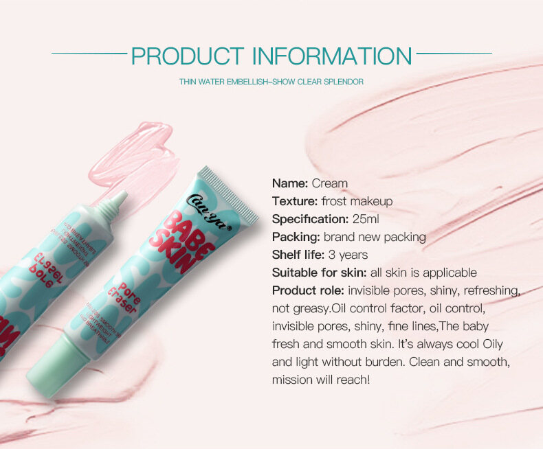 BABE SKIN Kem Lót Dạng Lỏng Che Phủ Mờ Trang Điểm Concealers Chăm Sóc Mặt Kem, Kem Nền Mờ Dầu Lỗ Chân Lông Vô Hình- Kem Che Khuyết Điểm Mỹ Phẩm Control
