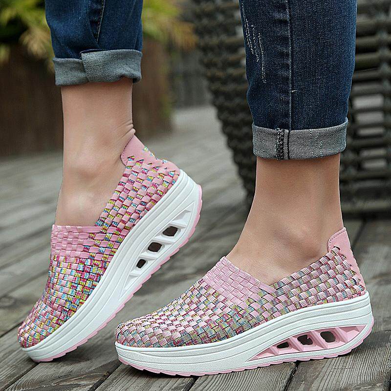 Dosreal Thời Trang Nữ Thoáng Khí Giày Hỗn Hợp Màu Sắc Nêm Giày Thể Thao