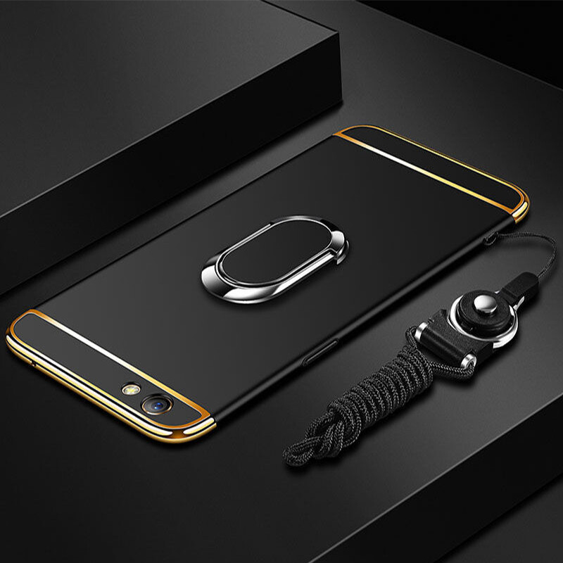 Lianpo for oppo a71 phone case luxury 3 in 1 matte ultra thin anti-scratch shockproof electroplated frame hard pc back cover for oppo a71 case with free ring stand holder & string