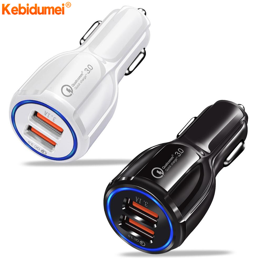 Kebidumei QC 3.0 Car Charger USB Quick Charge 3.0 For Mobile Phone Dual USB Car Charger Fast Charging Adapter Mini USB Car Charger