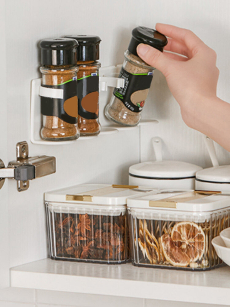 5pcs wall-mounted kitchen spice jar storage rack cabinet condiment rack pepper spice bottle storage rack