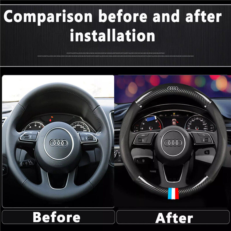 38cm Carbon Fiber Leather Steering Wheel Cover for BMW E46 E60 E90 E30 E92 E93 F30 F10 E36 E39 F15 F16 E85 E86 E34 E38 e53 X5 X3 M3 M5