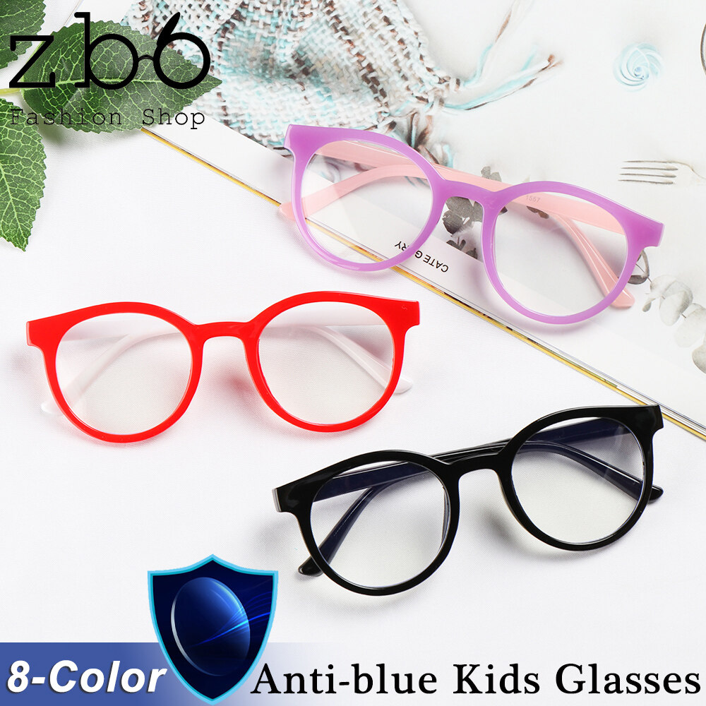 แว่นตาป้องกันแสงสีฟ้าทรงกลมสำหรับเด็ก,แว่นตาคอมพิวเตอร์สำหรับเด็กป้องกันรังสีกรอบน้ำหนักเบาเป็นพิเศษสำหรับเด็กอายุ3-8ปี