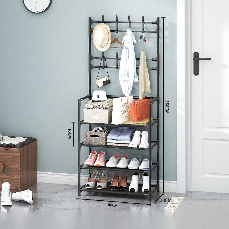 Floor-to-ceiling hanger simple coat rack hanger dormitory household dust-proof storage shoe rack shoe rack rack