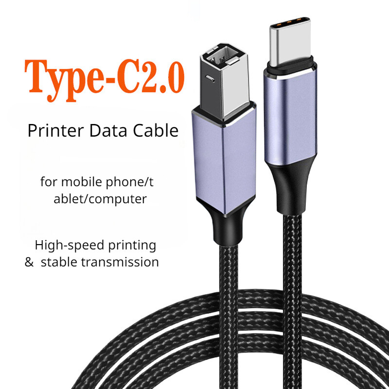 Loại-C để USB 2.0 B cổng vuông máy in cáp bện cho máy tính Notebook Máy in Cáp dữ liệu