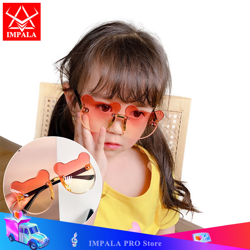 IMPALA QT1673W Cute Bear Kids Sunglasses for Baby Boys Girls UV Protection Sun Glasses for Children Anti Sunshine Eyeglasses Black Spectacles Outdoor Sunglasses