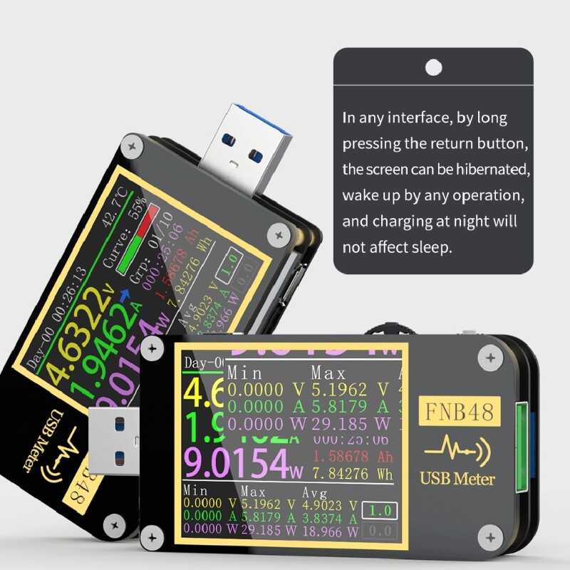 Máy Kiểm Tra USB Kích Hoạt PD FNB48 QC4 + PD3.0 2.0 PPS Vôn Kế Sạc Nhanh Nhanh Ampe Kế Máy Dò Giao Thức Điện Áp Dòng Điện