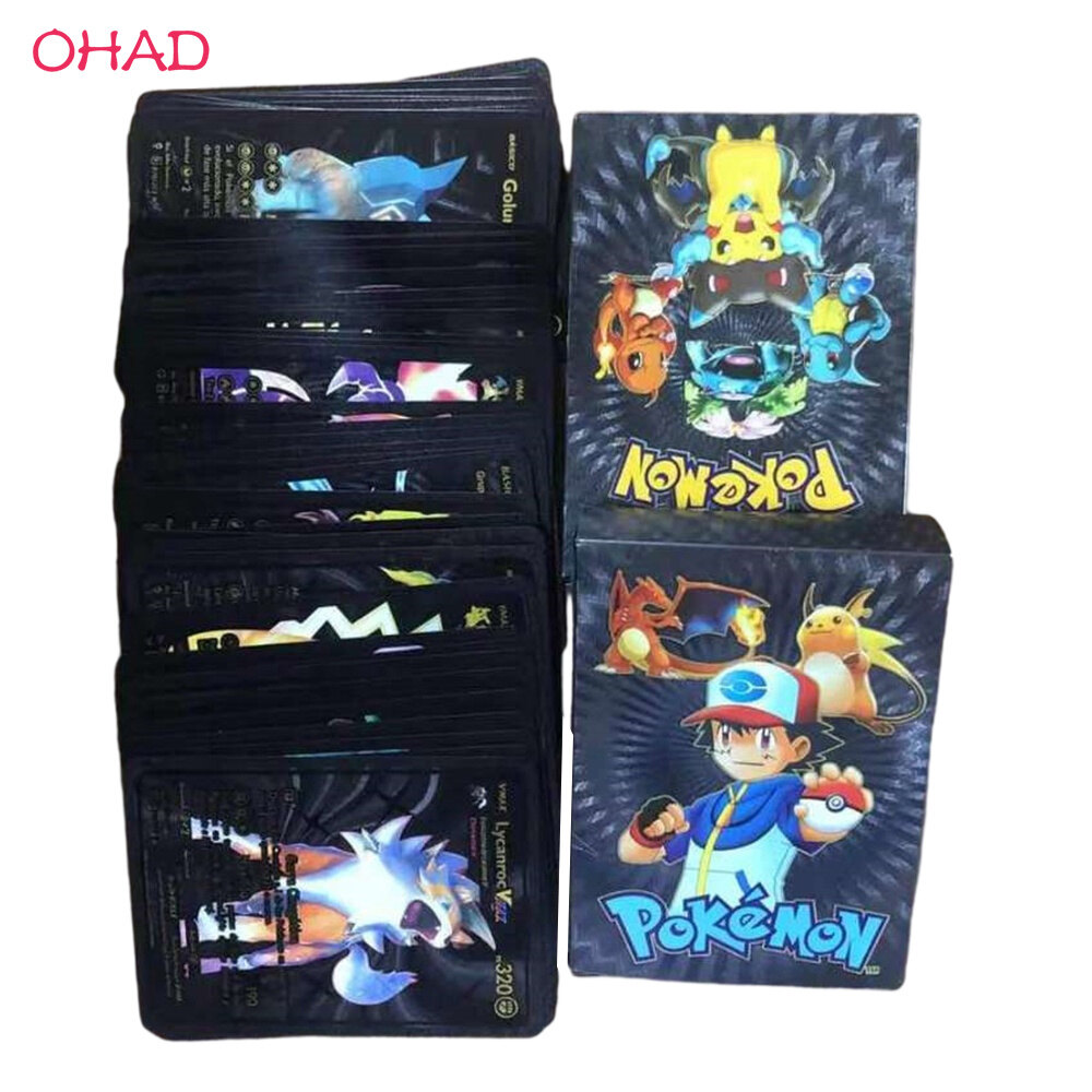 Pokemons Cards 55Pcs TCG Deck Box Metal Gold Silver Pokemon Cards