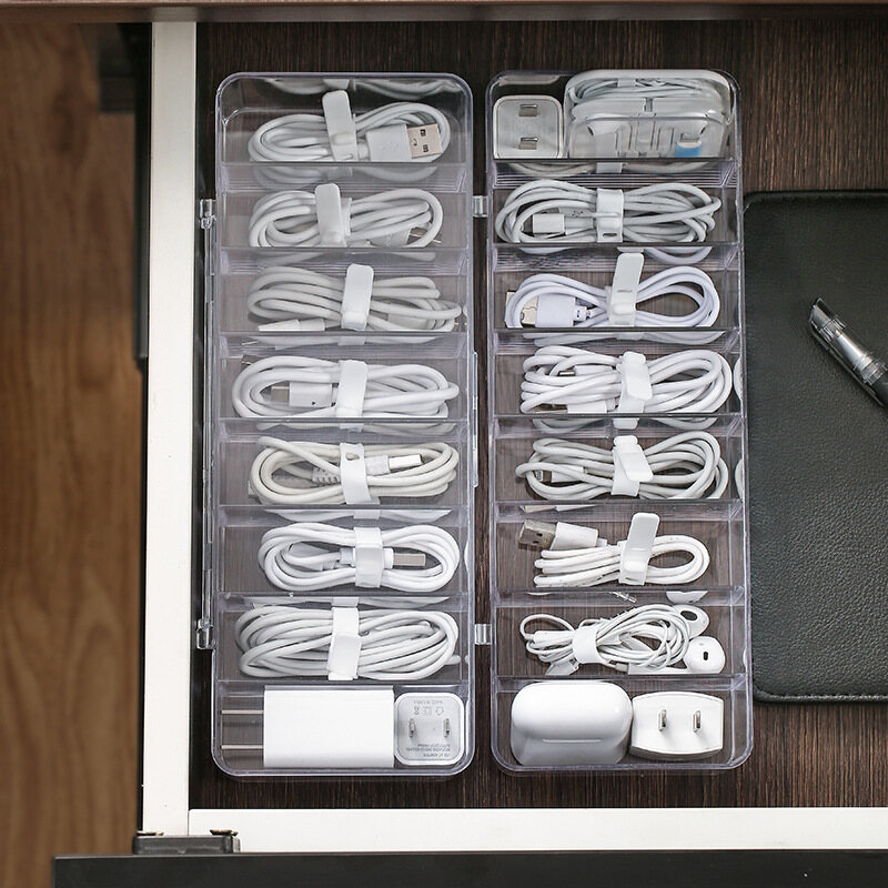 Dust-proof storage cable management box hub finishing box desktop data cable storage box mobile phone charging cable power cord buckle