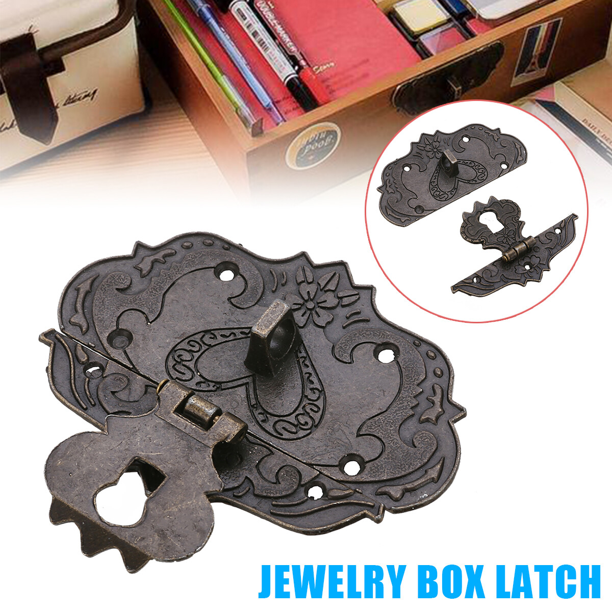 BOKALI 1 Set Retro Jewelry Box Hasp Lock Latch Wooden Cases Chests Hardware Decor