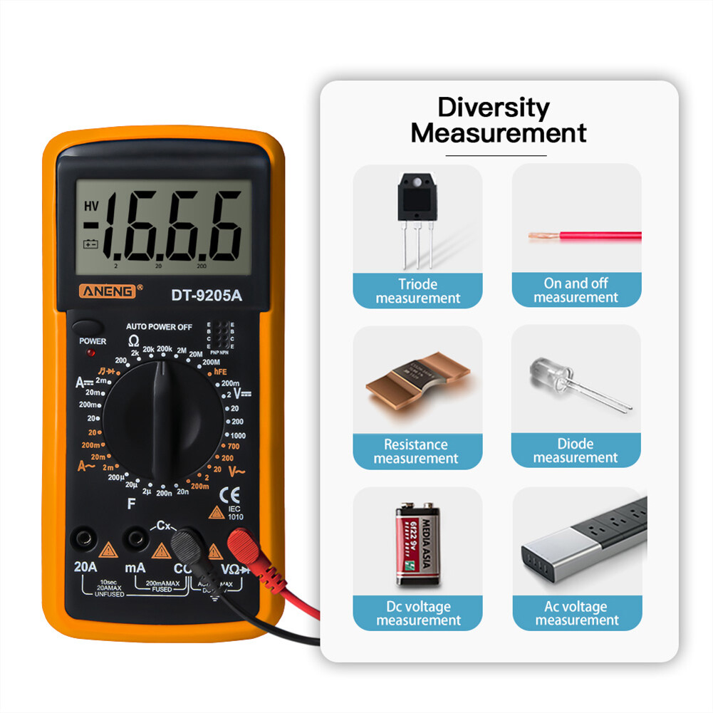 【ANENG】ANENG DT-9205A Vôn Kế Kỹ Thuật Số Đồng Hồ Đo Điện Áp Máy Đo Điện Trở