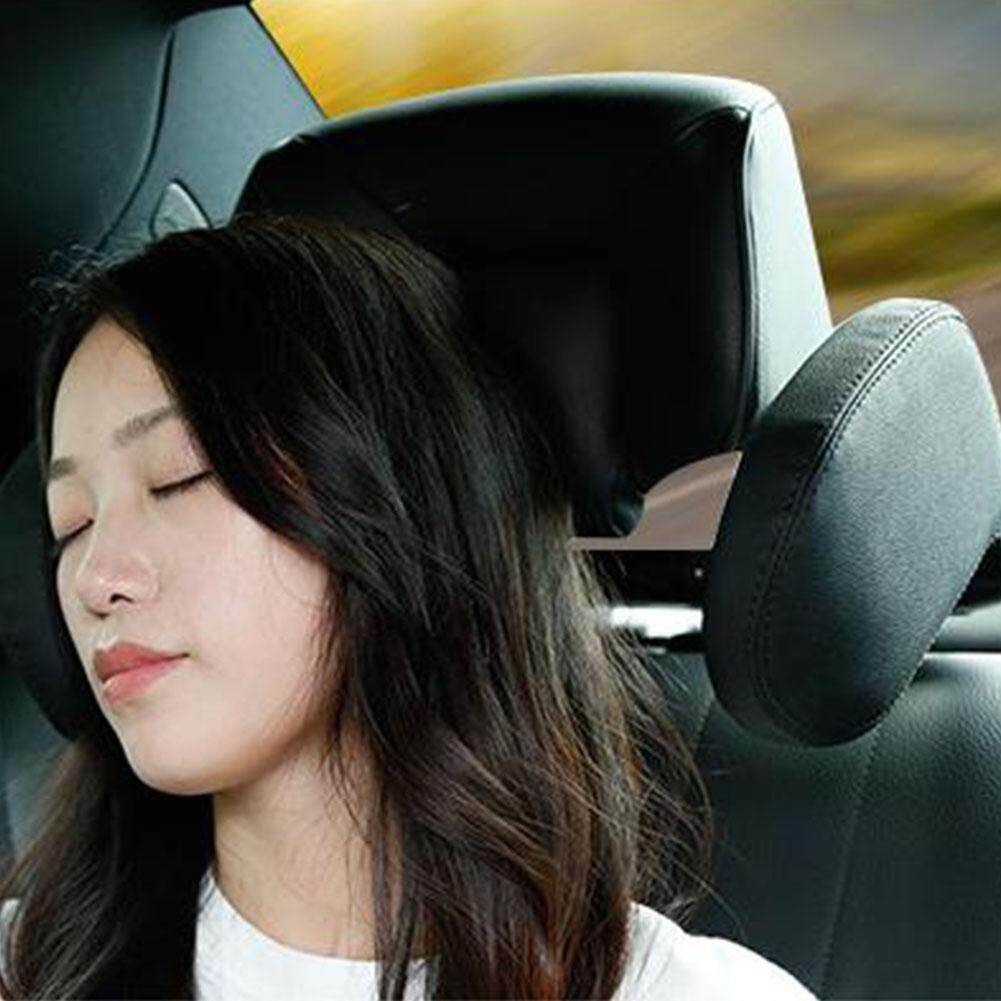 Car Seat Headrest Head Neck Side Support Pillow Soft Cushion Pu Leather Adjustable For Sleeping