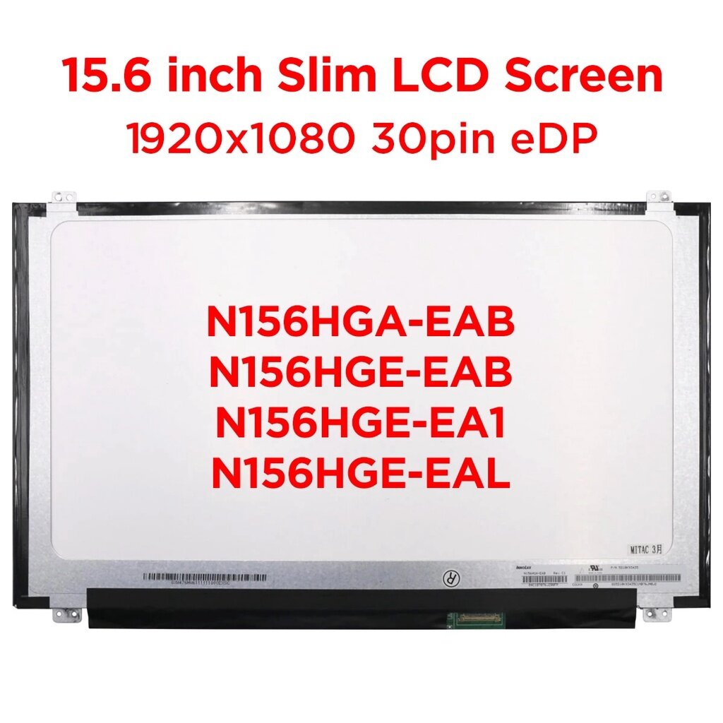 FULLCOM 15.6&quot; 修理交換用液晶パネル 対応画面モデル：N156HGA-EAB N156HGA-EBB N156HGE-EAB N156HGE-EBB N156HGE-EA1 N156HGE-EA2 N156HGE-EB1 N156H