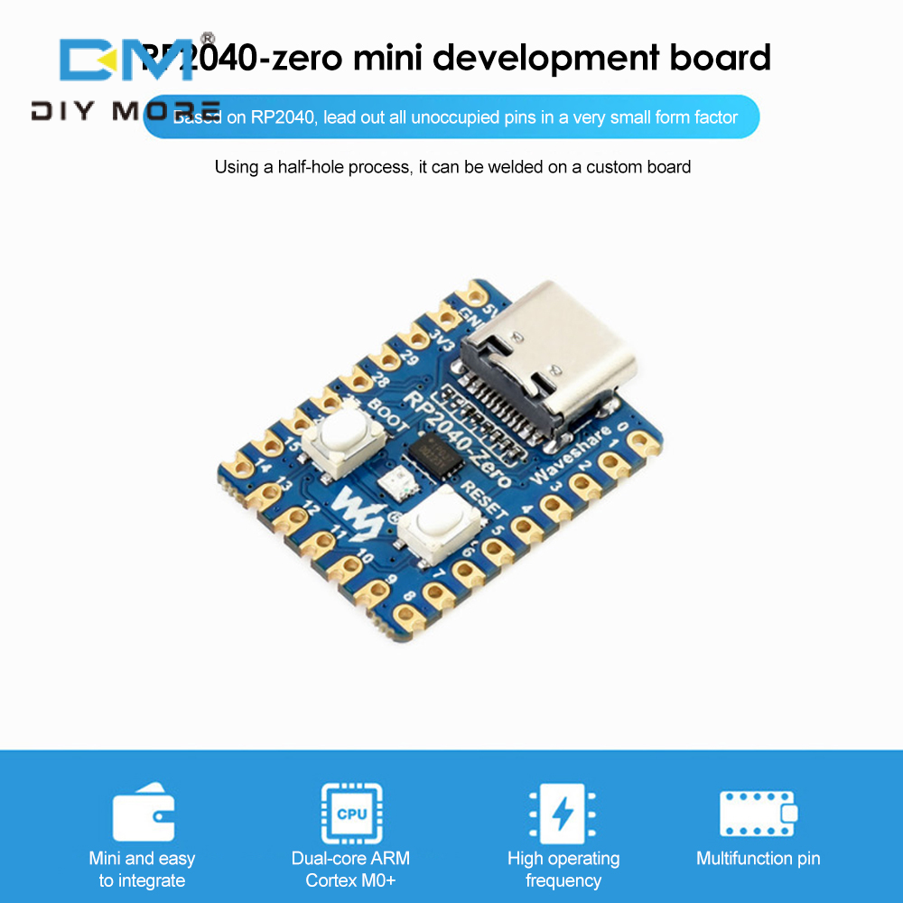 diymore Bo Mạch Phát Triển PICO Vi Điều Khiển Raspberry Pi RP2040-Zero Không Có Đầu Ghim
