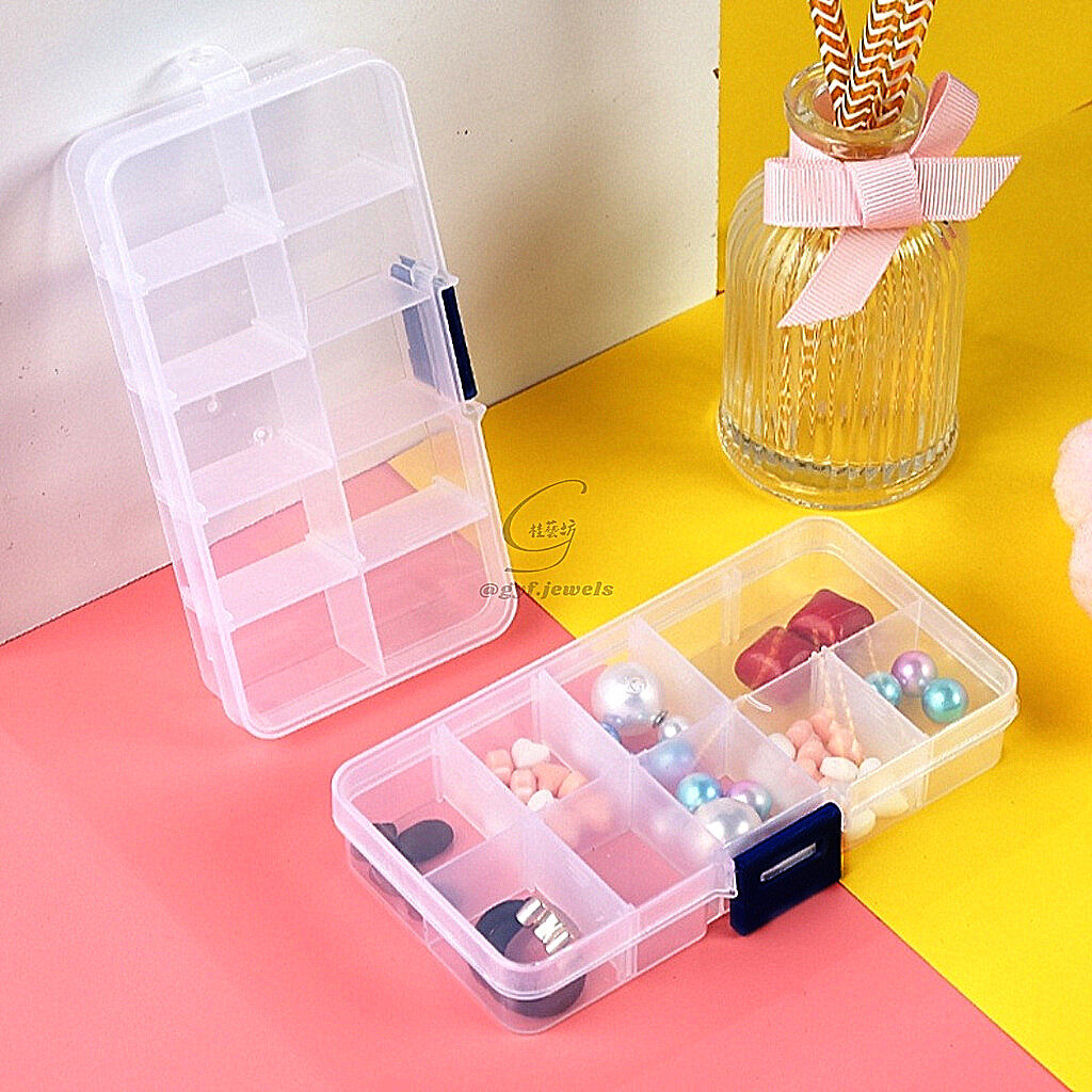 3pcs Grid Transparent Plastic Box 10 Grid Storage Box Parts Packaging Plastic Box Small Transparent Ten-grid Detachable Storage Box