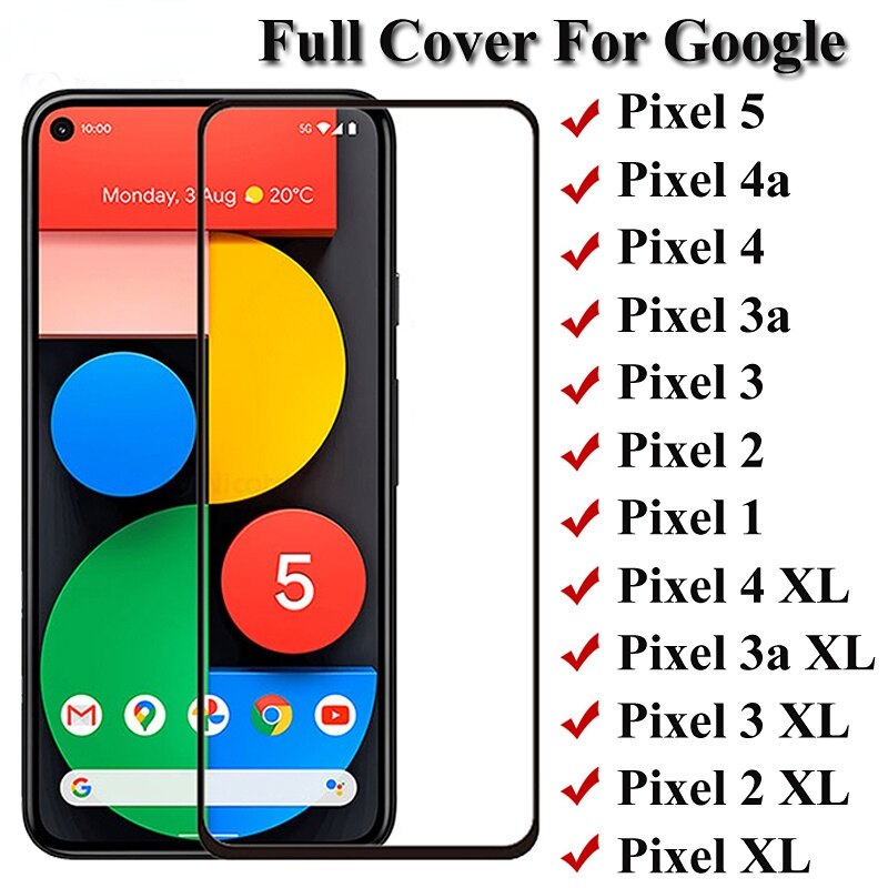 Full cover tempered glass for google pixel 5 4 3 pixel 4a 3a screen protector for google pixel 4 xl 3a xl glass film